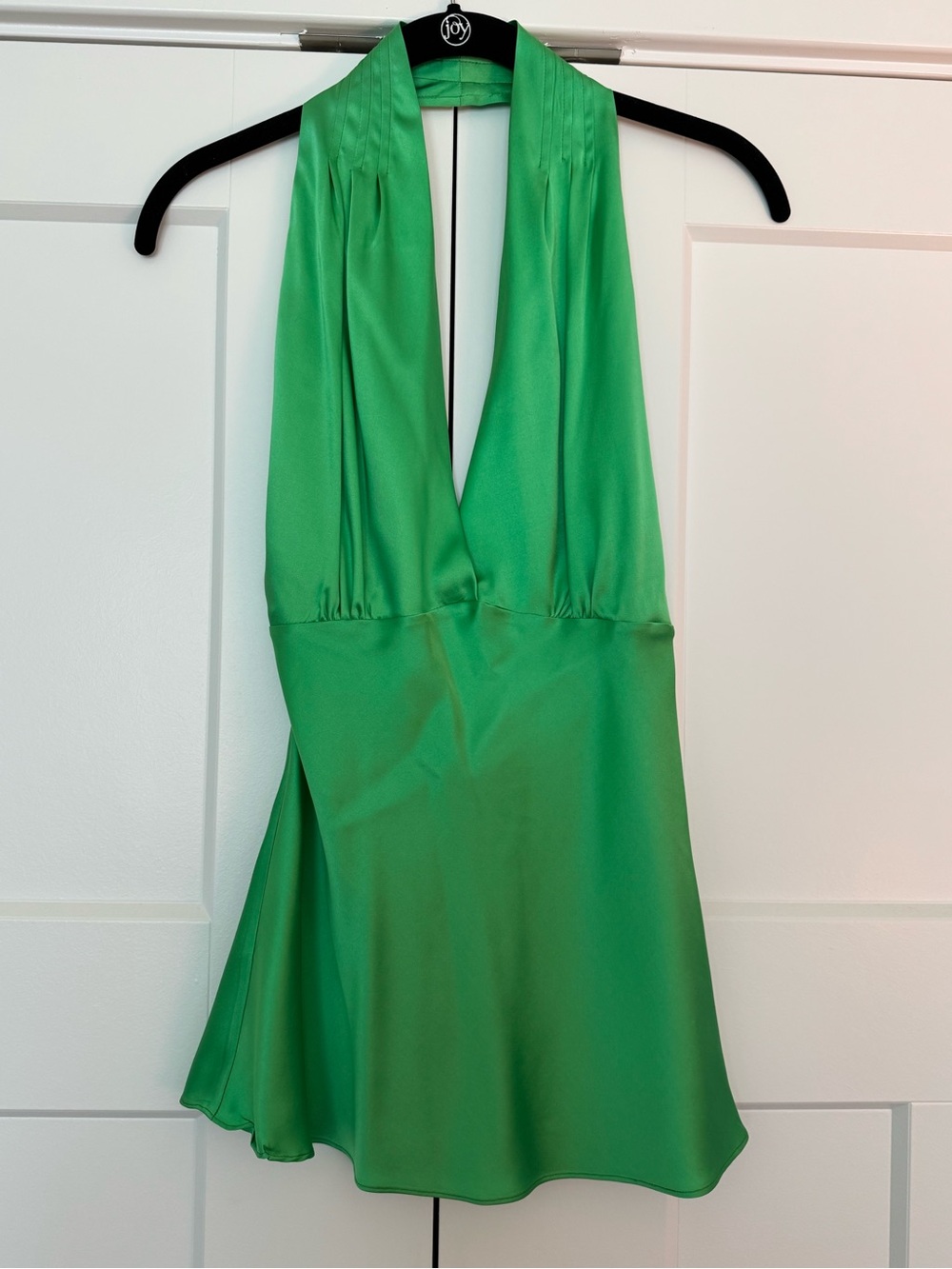 NEW Miguelina Green Silk Halter Top